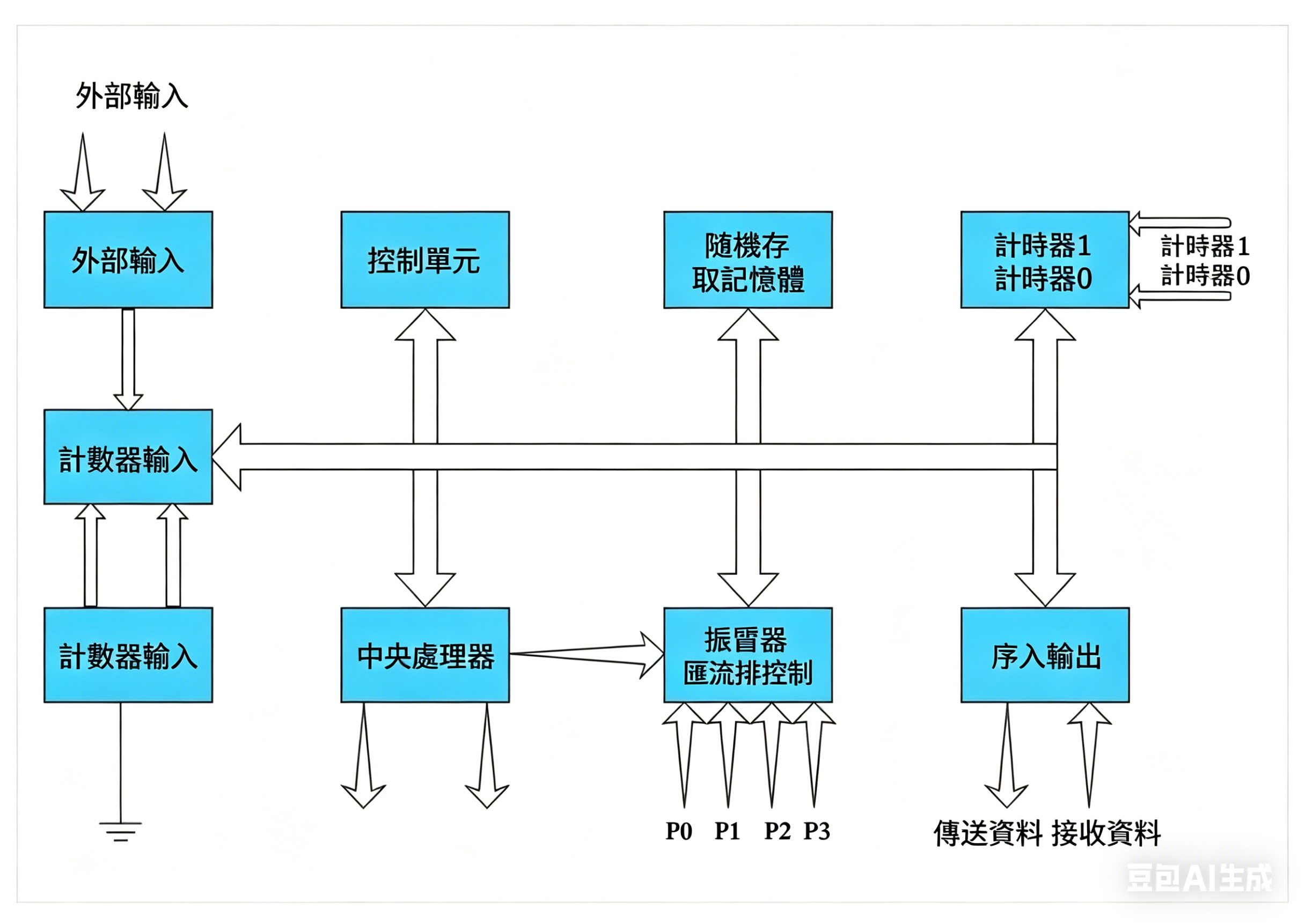 微處理器方塊圖-微控制器方塊圖