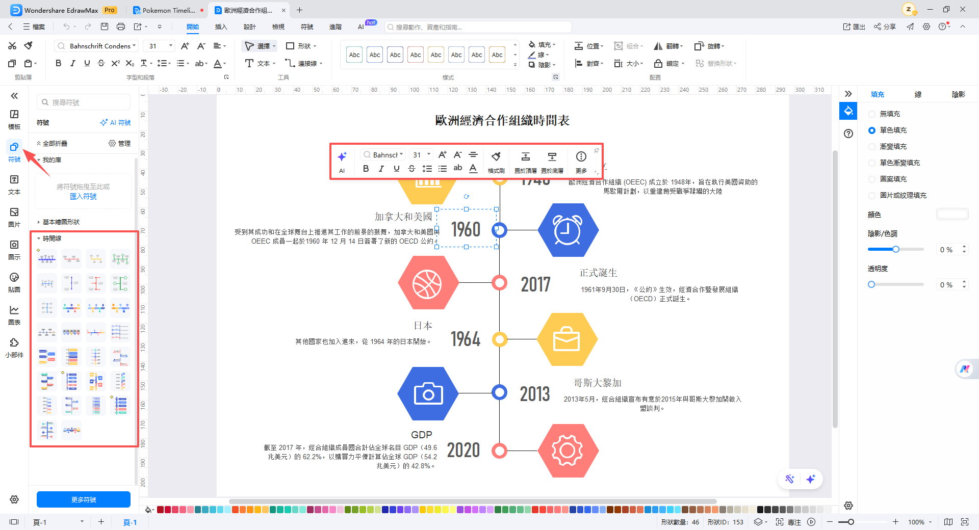 寶可夢動畫時間軸解說-使用EdrawMax製作時間軸