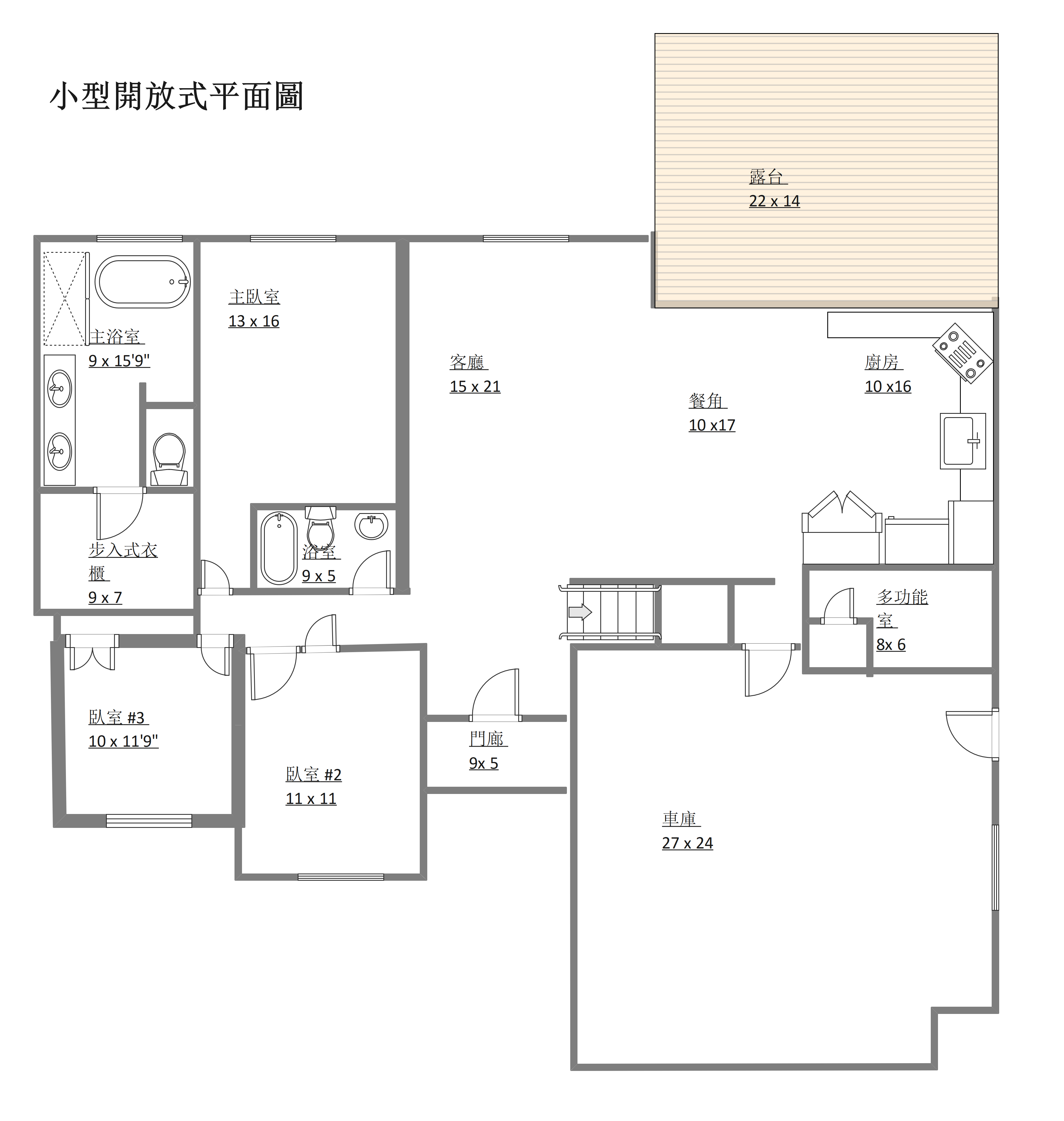 開放式平面-小坪數開放式格局平面圖
