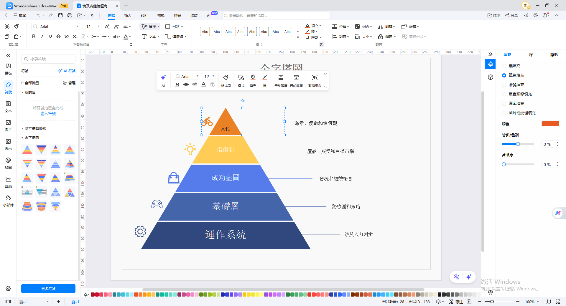 製作金字塔圖-編輯金字塔圖範本