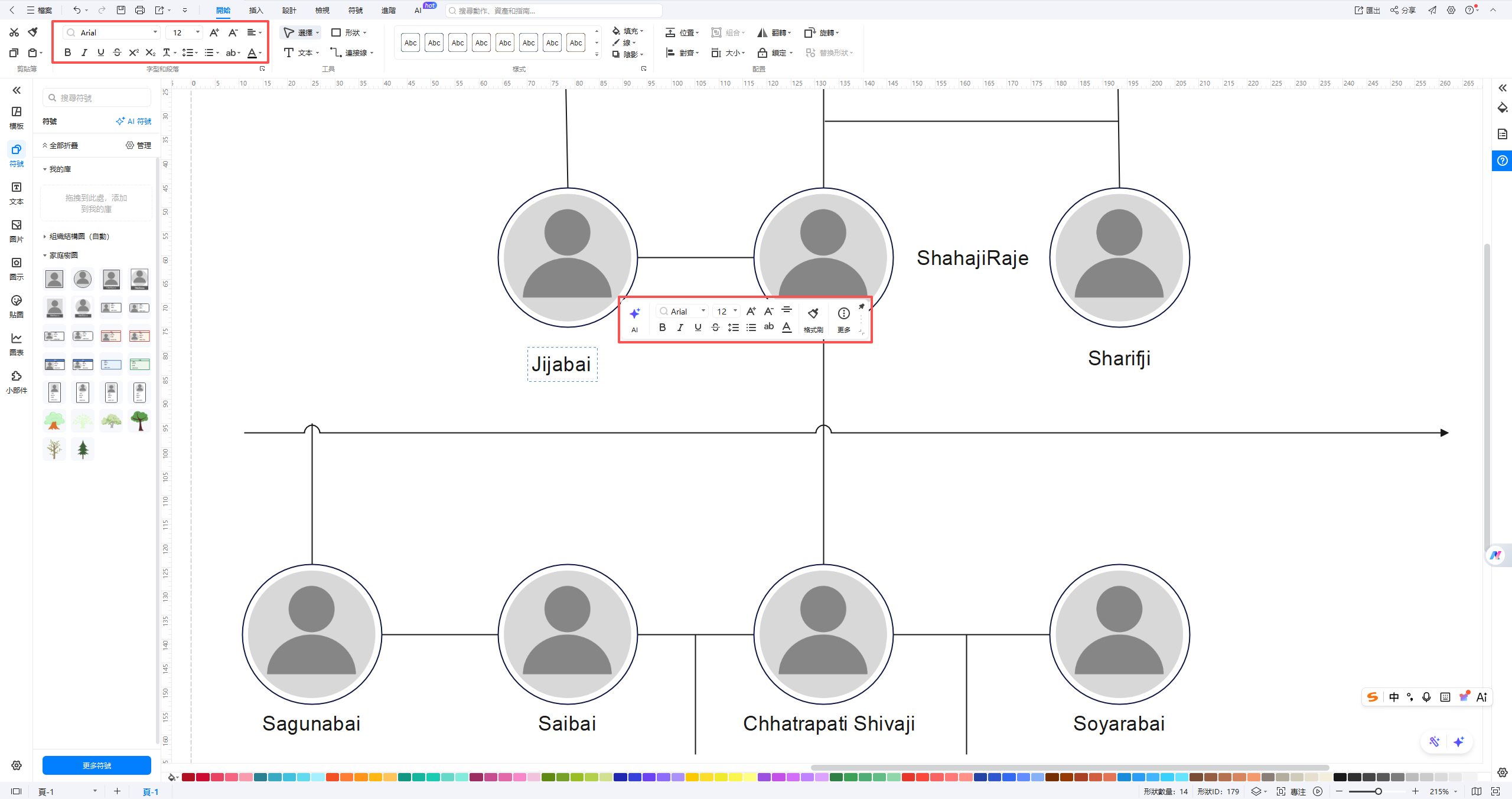 世系表-標註家族樹成員資料