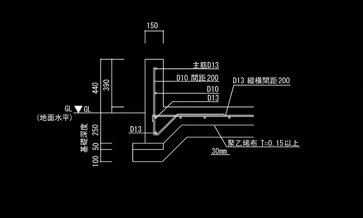 配筋圖-標示備註、尺寸等資訊