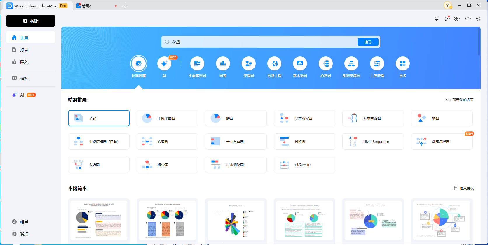 化學結構式繪製網站-步驟1:搜尋範本