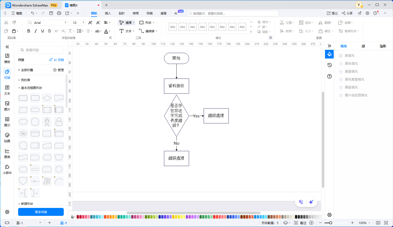 流程圖製作-輸入文字