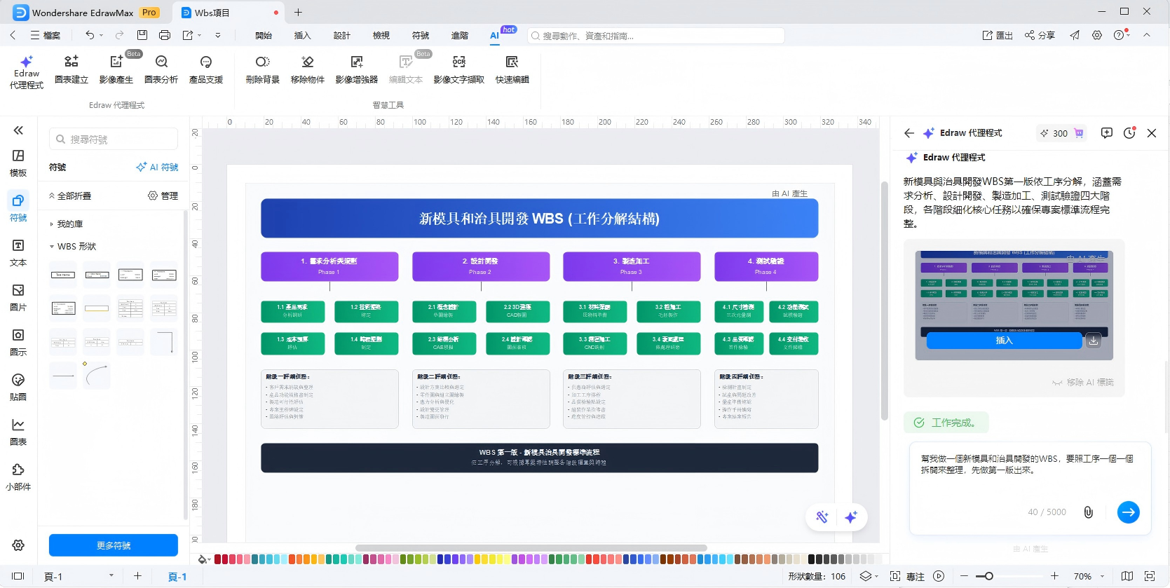 WBS圖-使用AI自動生成EdrawMax WBS