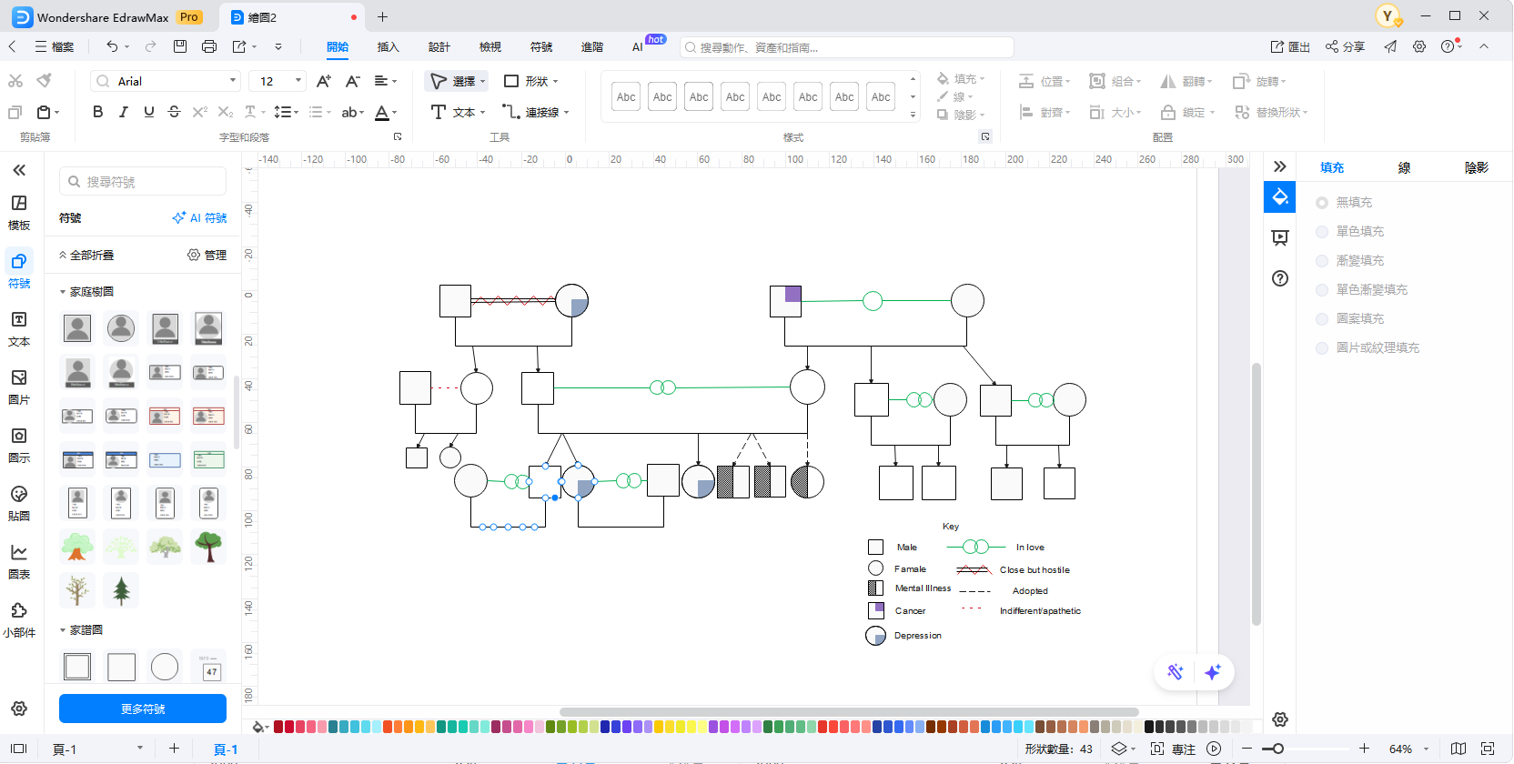 家庭關係圖-範例圖示