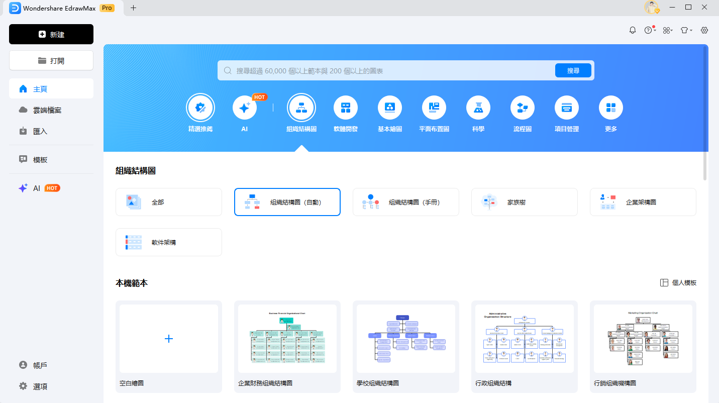 組織圖製作-開啟新組織圖