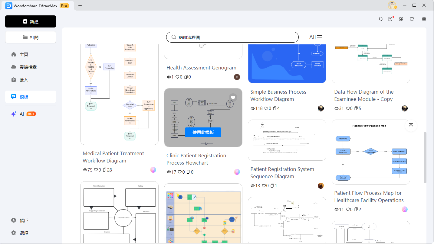 病患流程圖製作-使用EdrawMax建立新流程圖