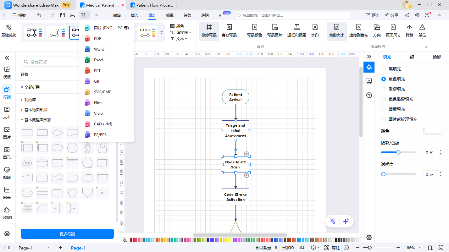 病患流程圖製作-匯出EdrawMax流程圖