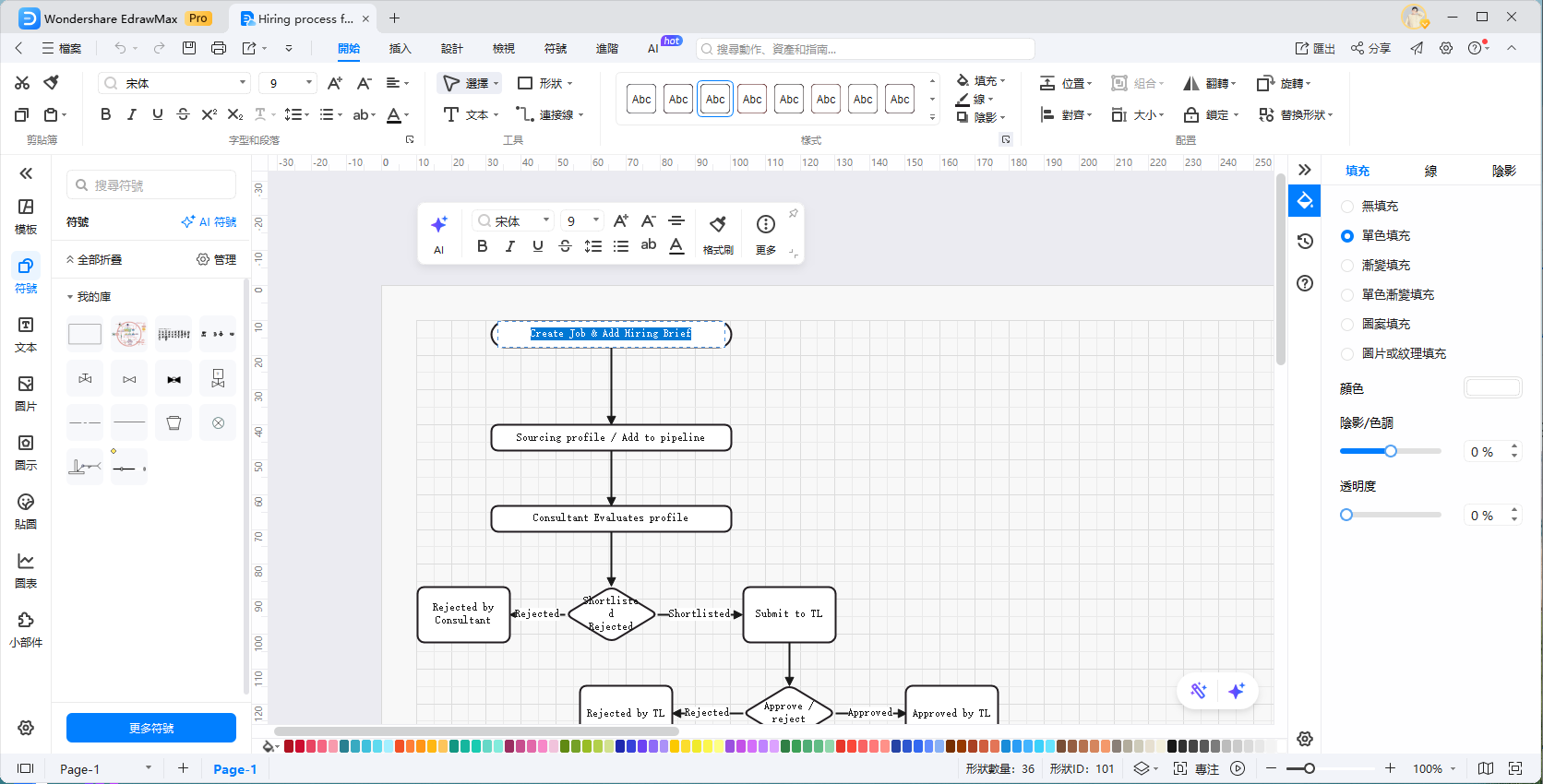 線上流程圖製作工具-在EdrawMax中編輯流程圖資料