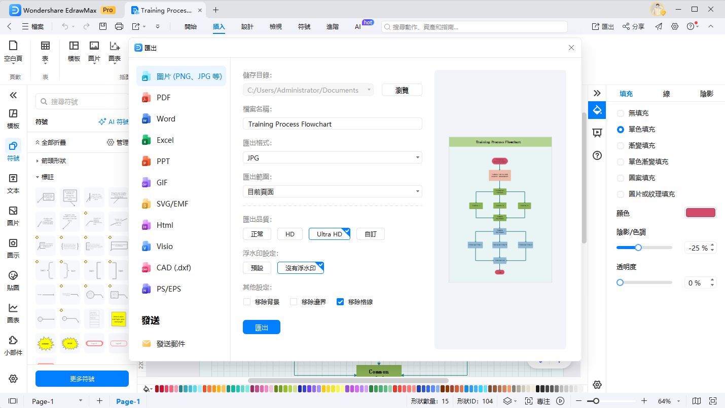 流程圖製作-匯出與儲存