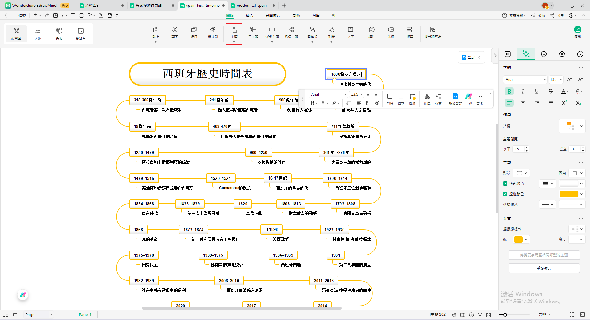 西班牙歷史簡介-add events and details