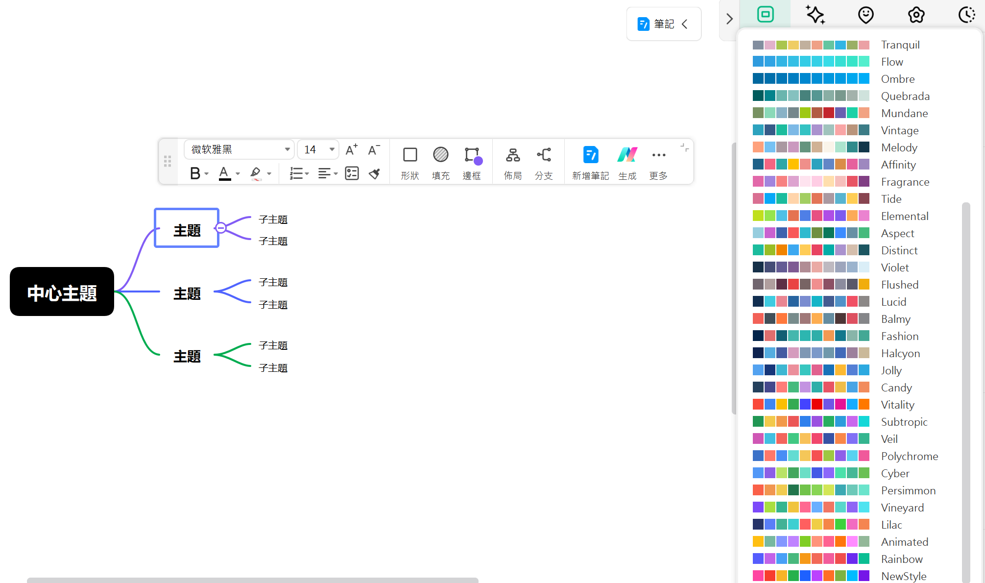 組織架構圖-自訂主題色系與投影片色調