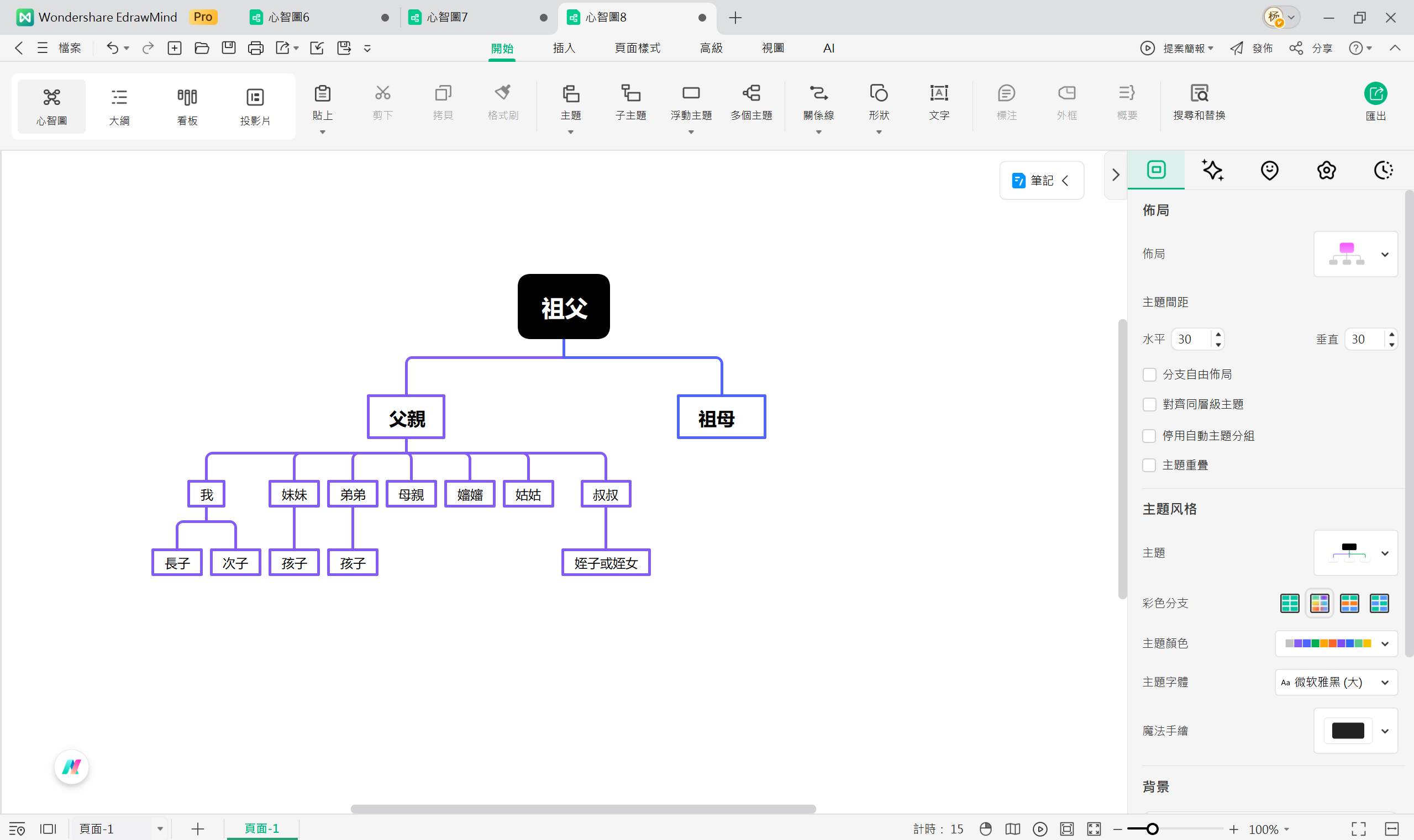 家譜圖製作教學與步驟-完成修改的家譜圖