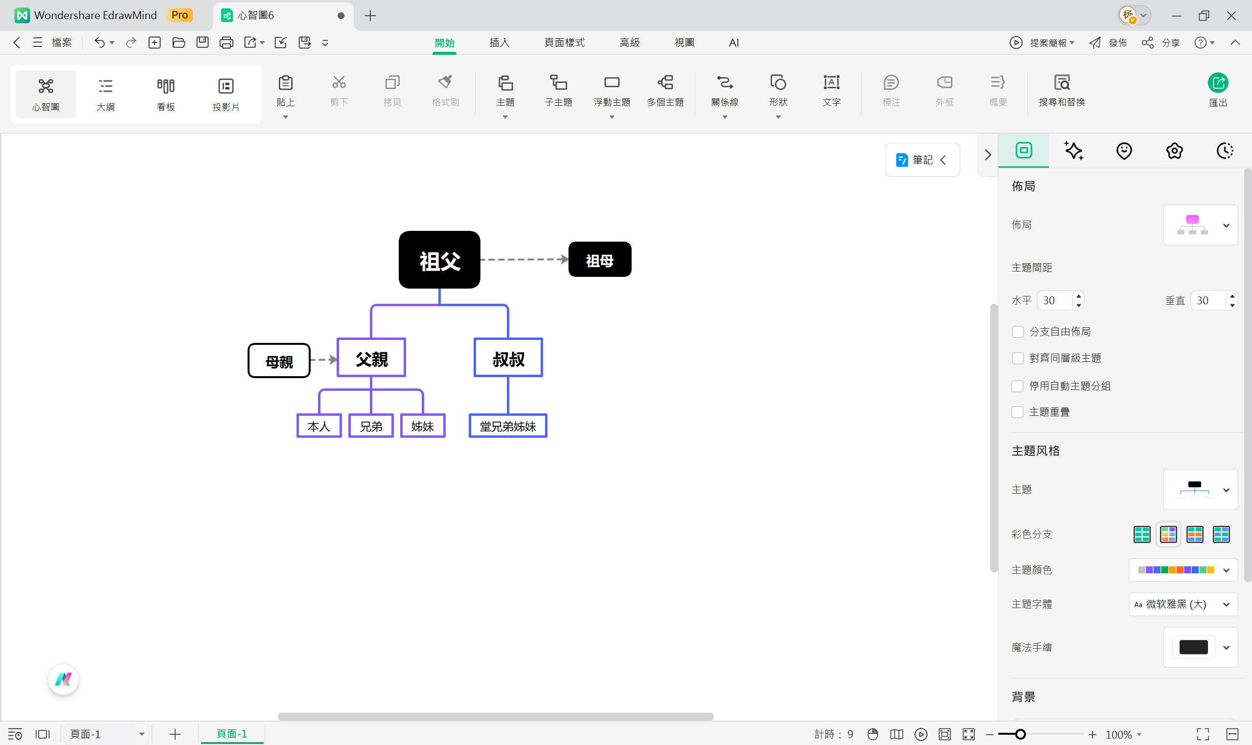 家譜圖完成-四代家族樹範例