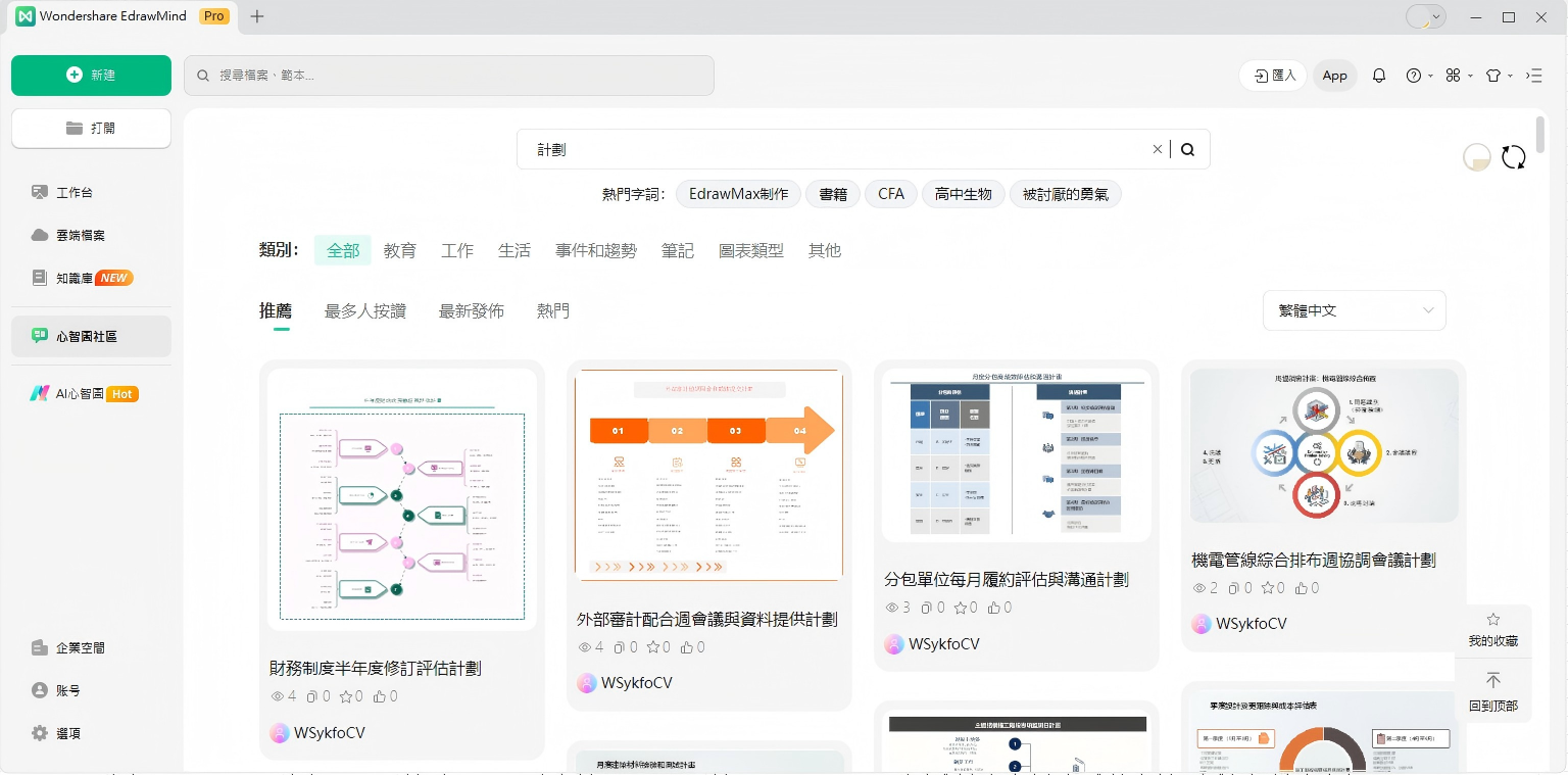 EdrawMind-豐富的年度計畫範本