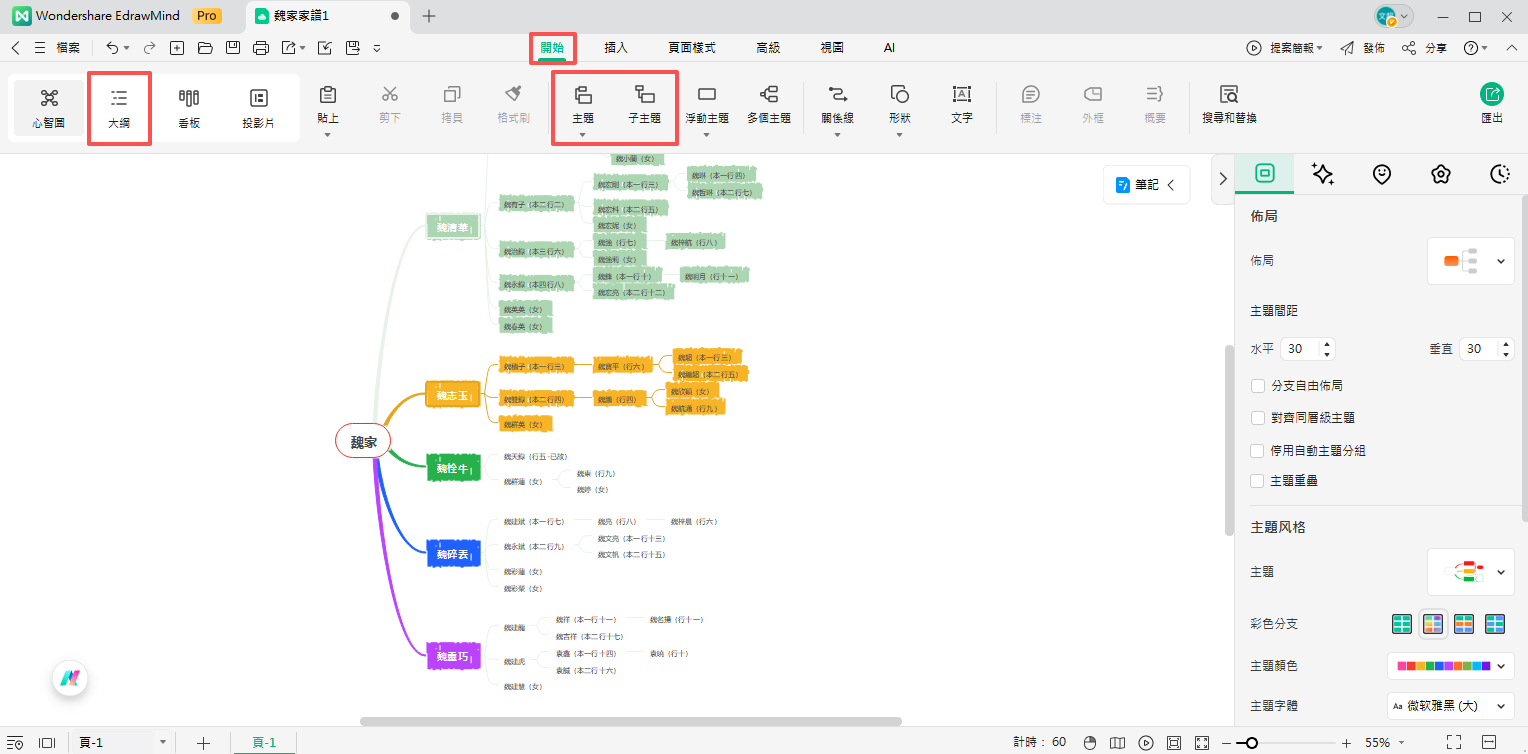 家族樹製作-新增與編輯分支
