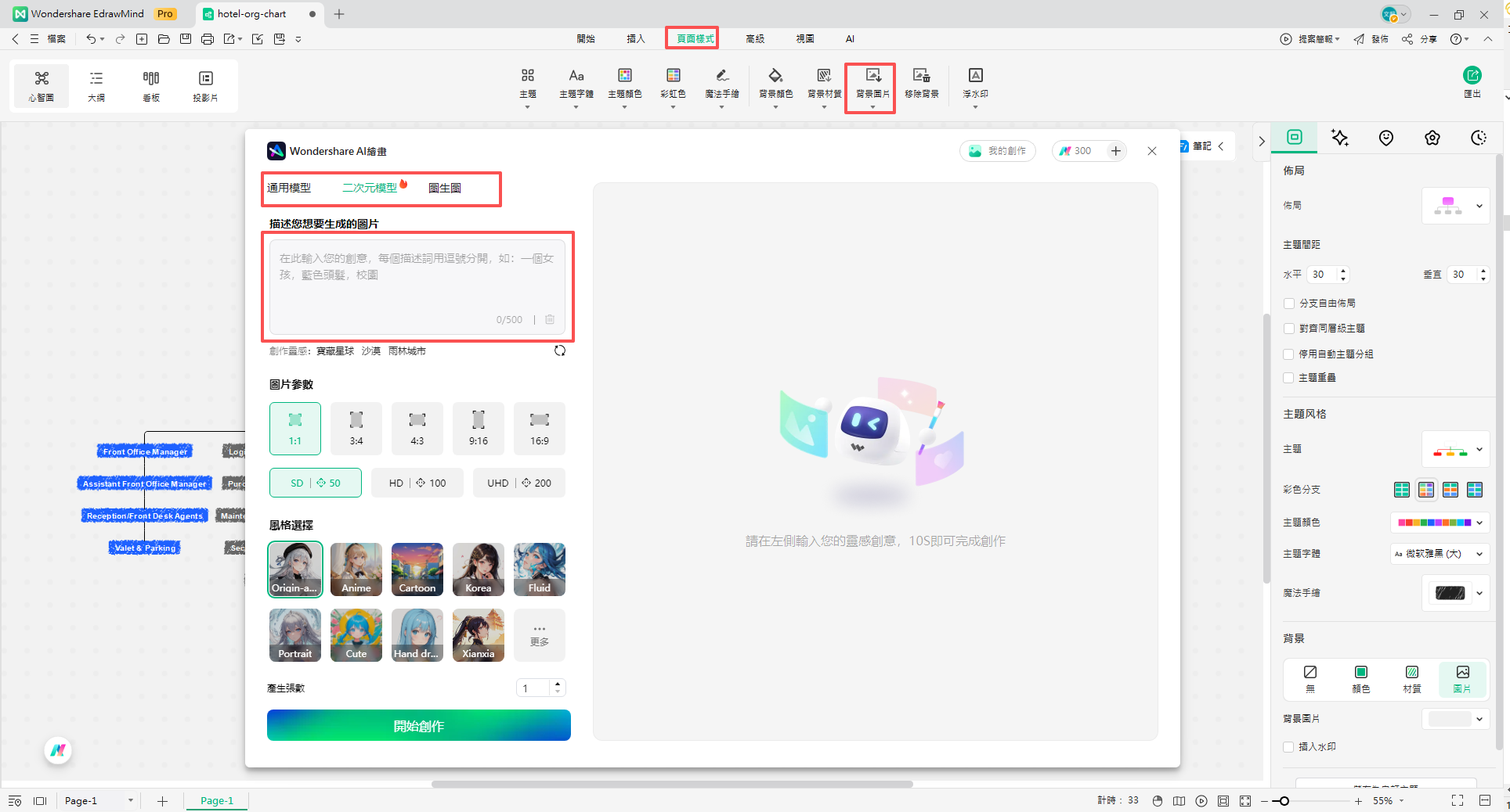 大型飯店組織圖-新增AI繪圖背景