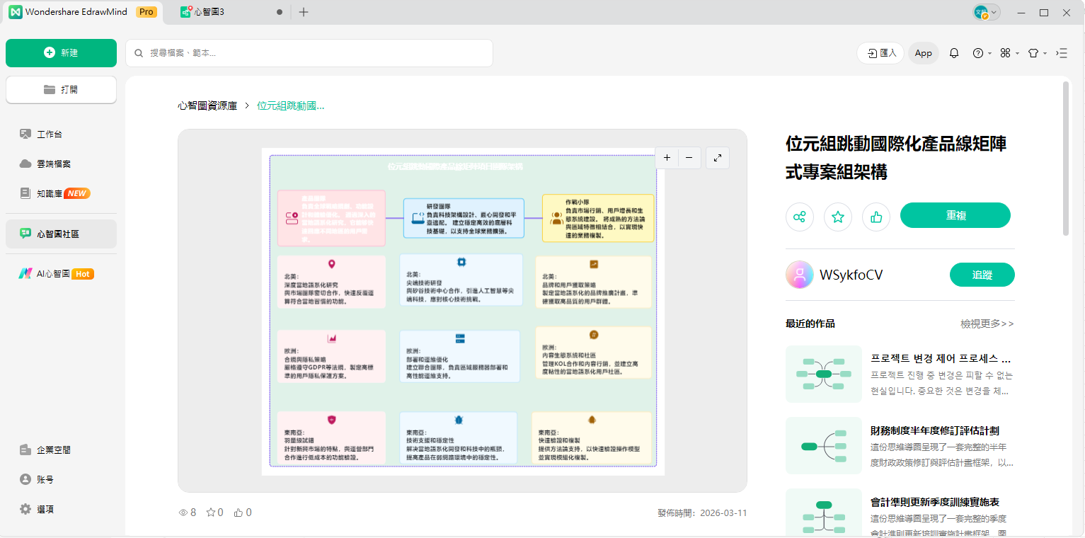 心智圖線上製作-複製範本