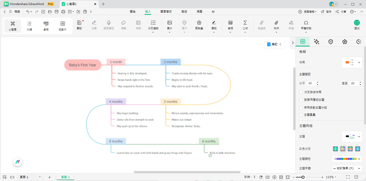 時間軸簡報範本-用 EdrawMind 自訂你的時間軸