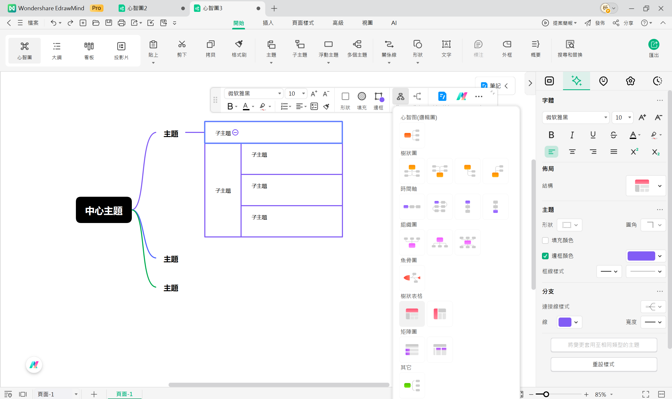 樹狀圖工具-新增子節點示意