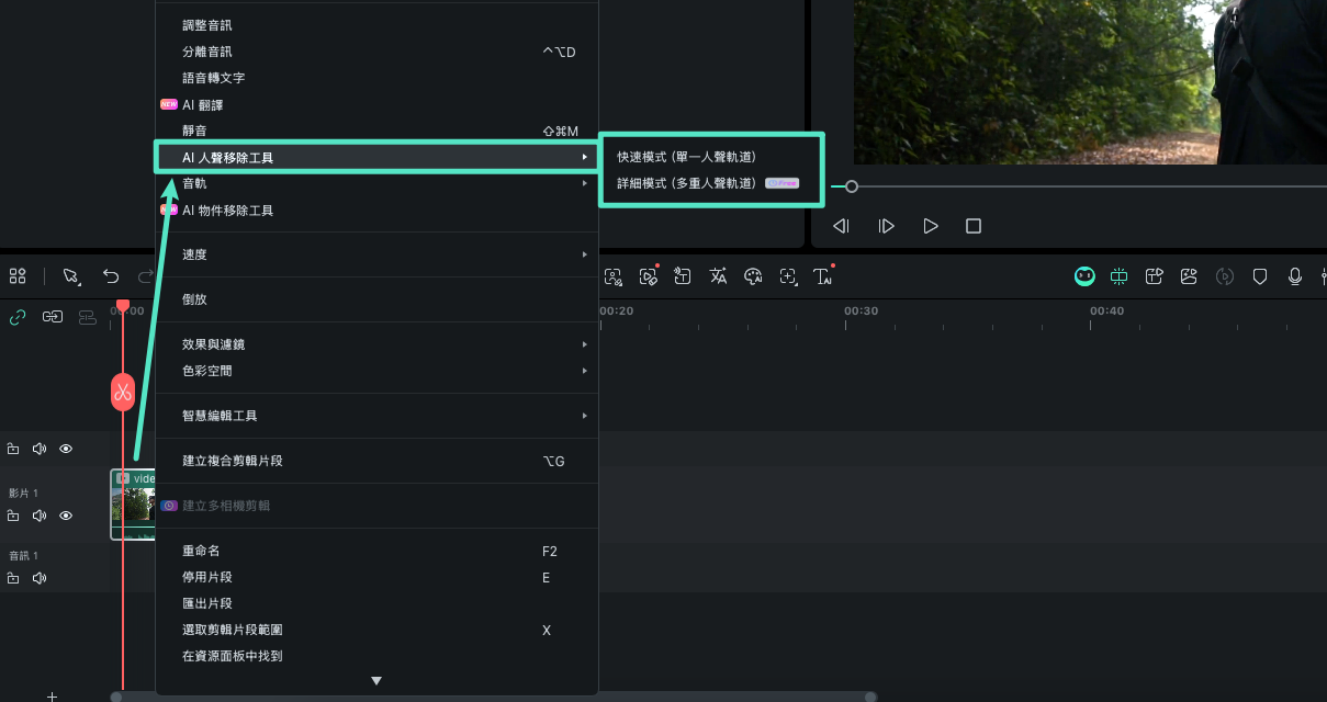 套用 AI 人聲移除
