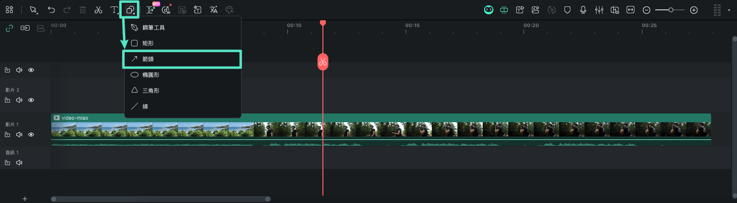 使用繪圖工具加入箭頭標註