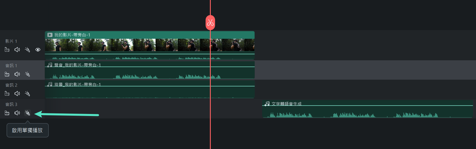 在 Filmora Windows 使用音訊獨奏並精準調整音訊