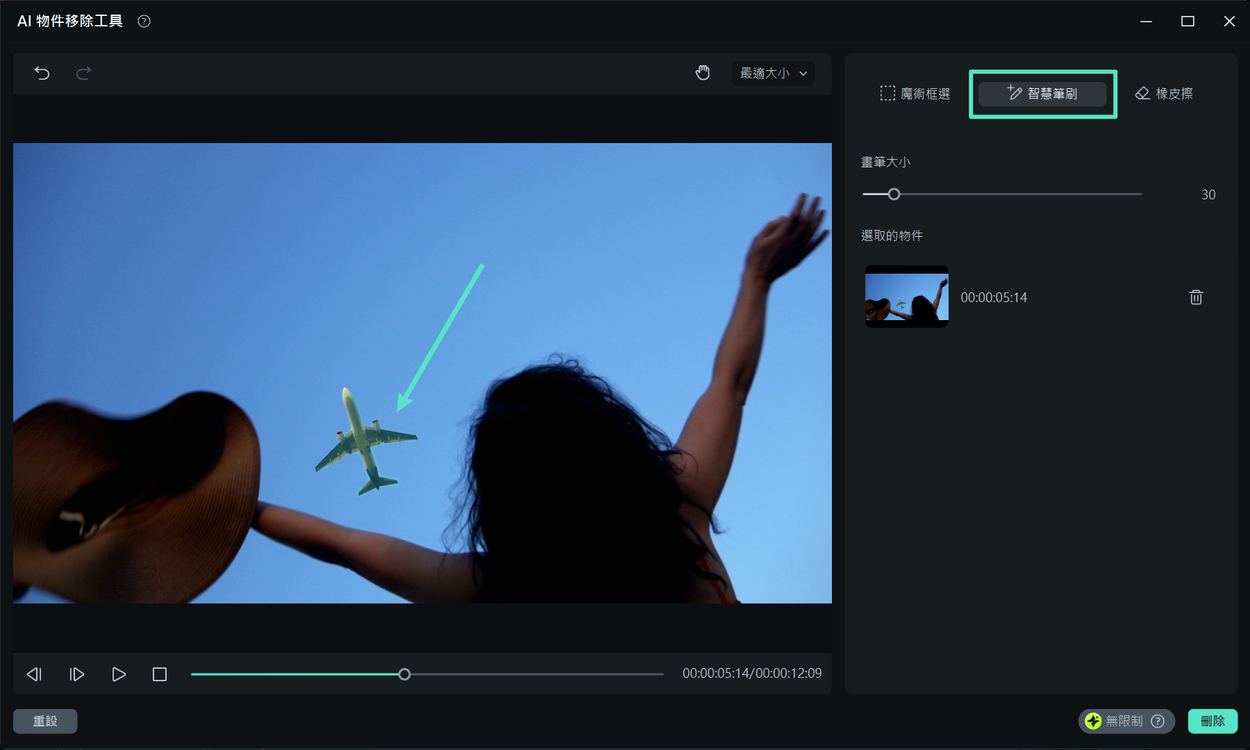 使用智慧筆刷選取區域