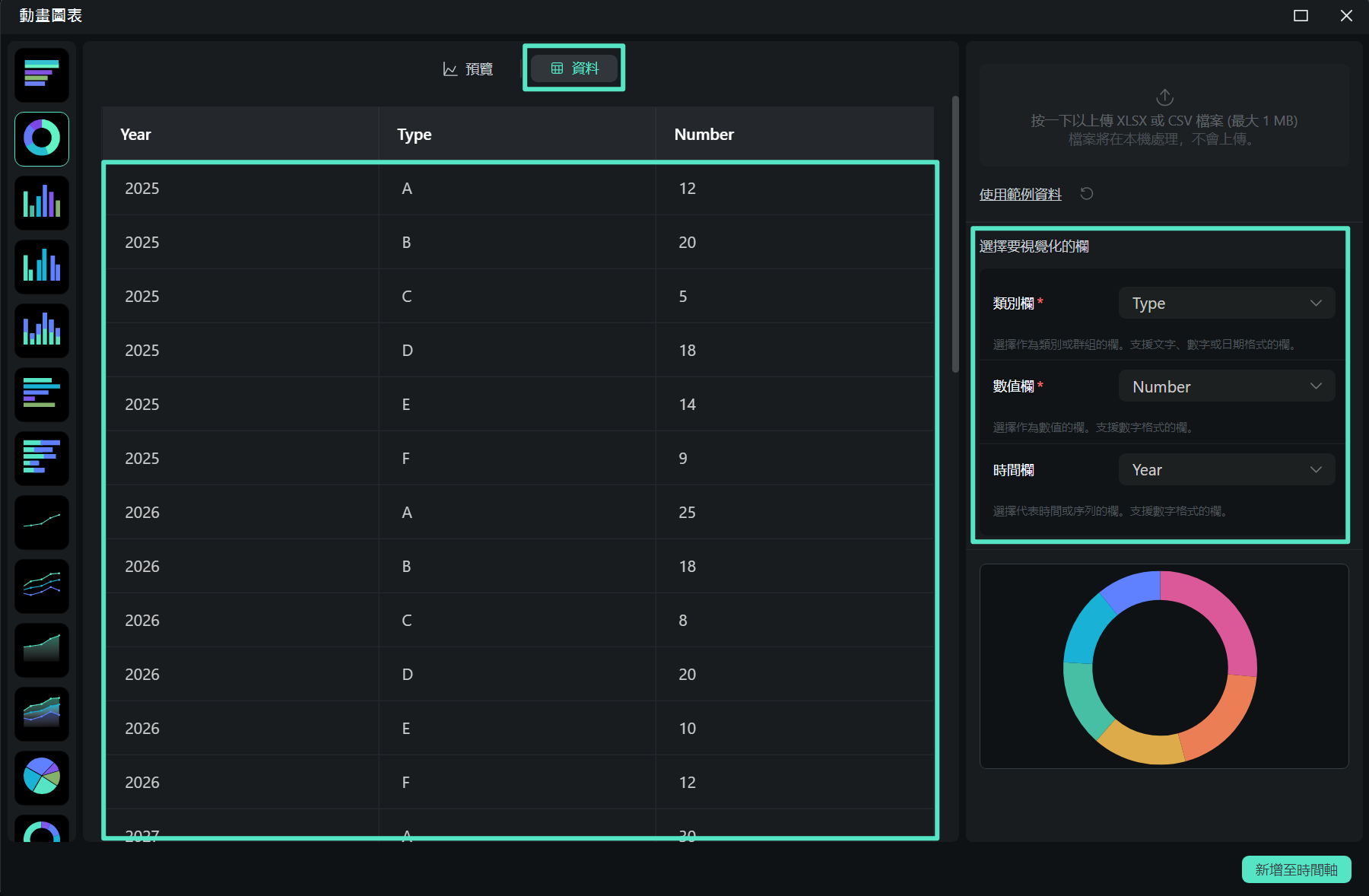匯入資料檔案並編輯資料資訊