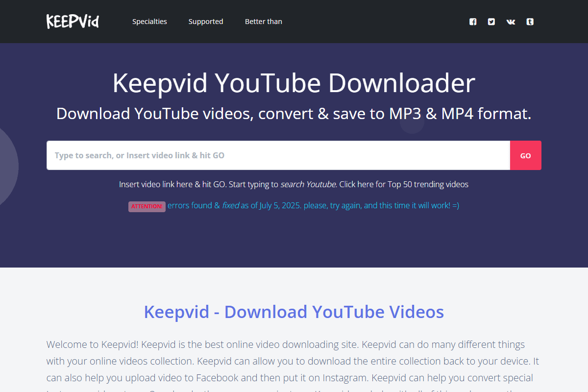 線上下載器：Keepvid