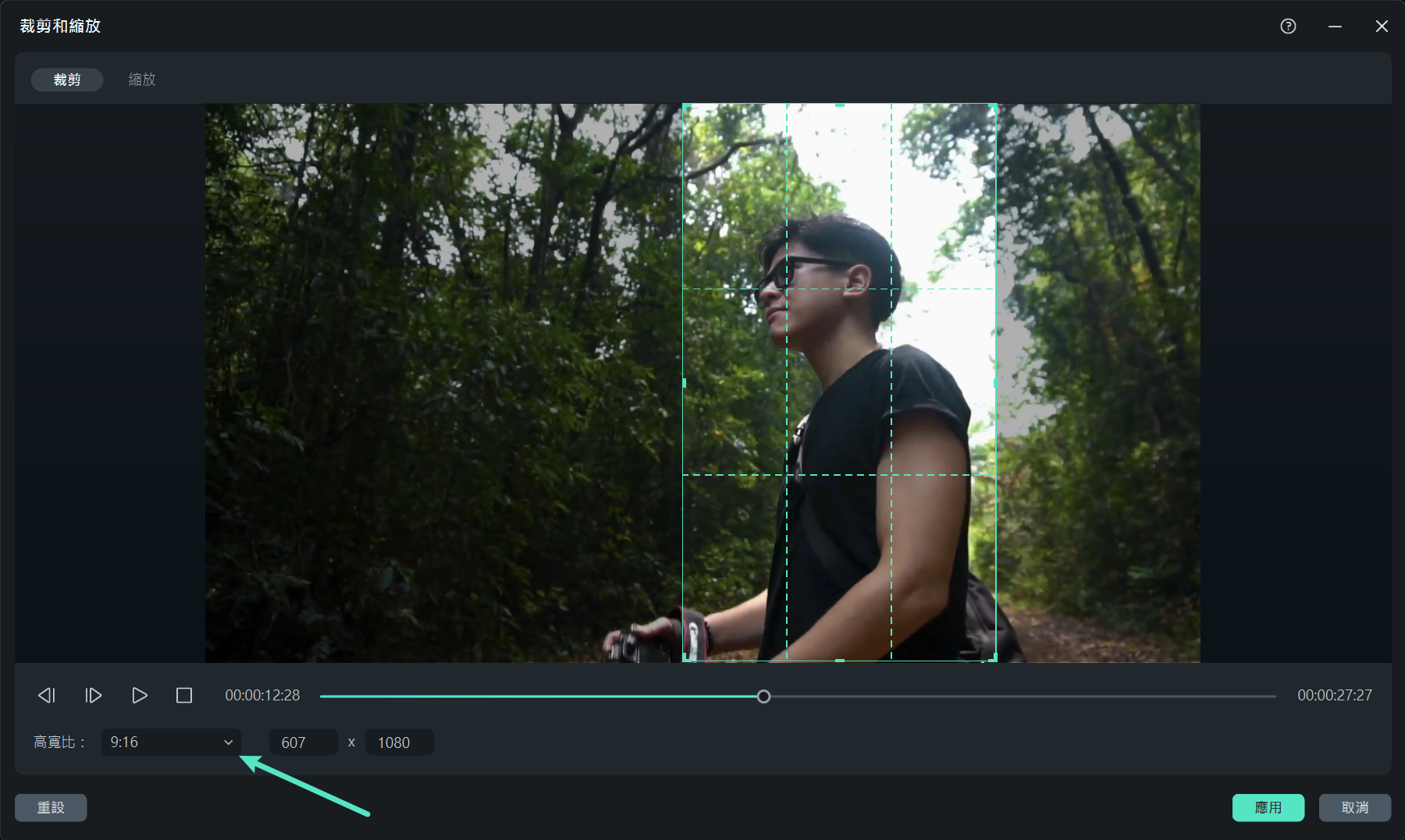 裁剪為 9:16 直向比例