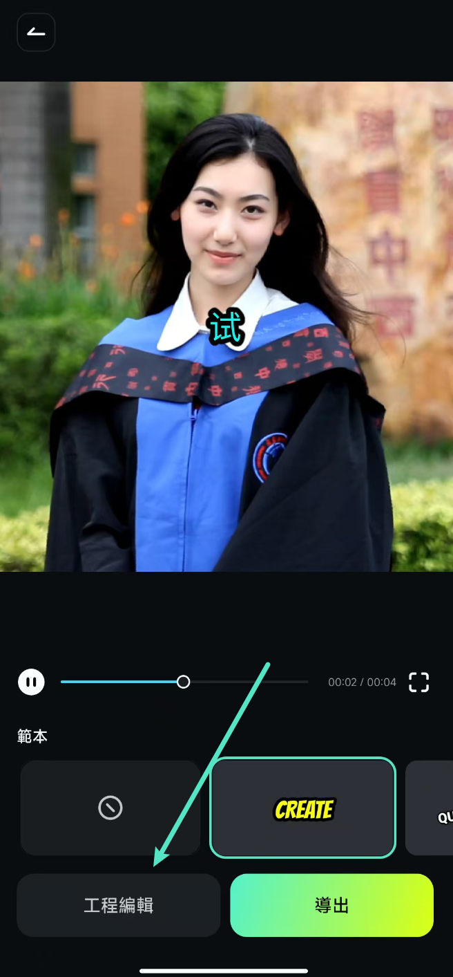 選擇動畫字幕範本並匯出