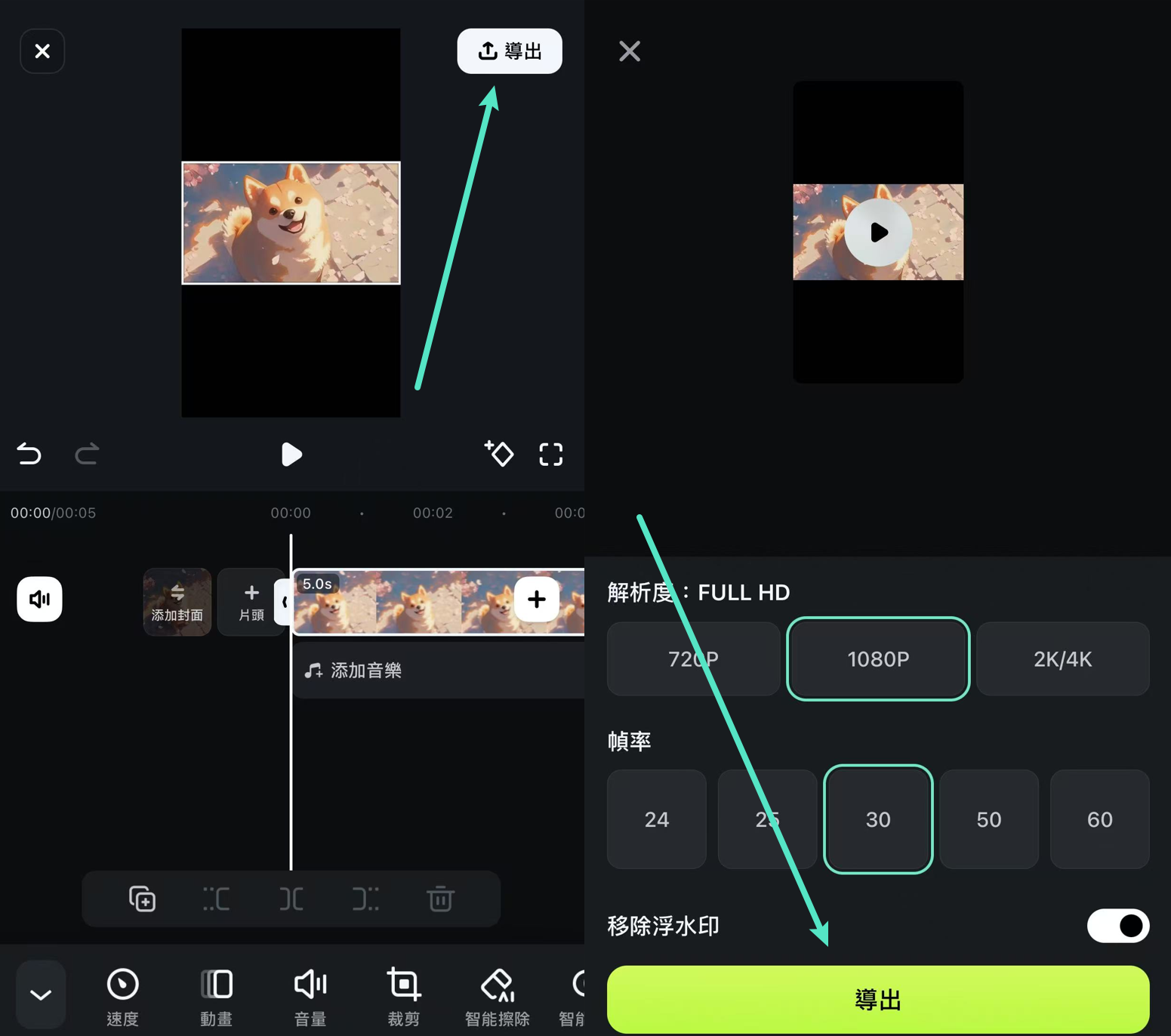 從 App 匯出影片