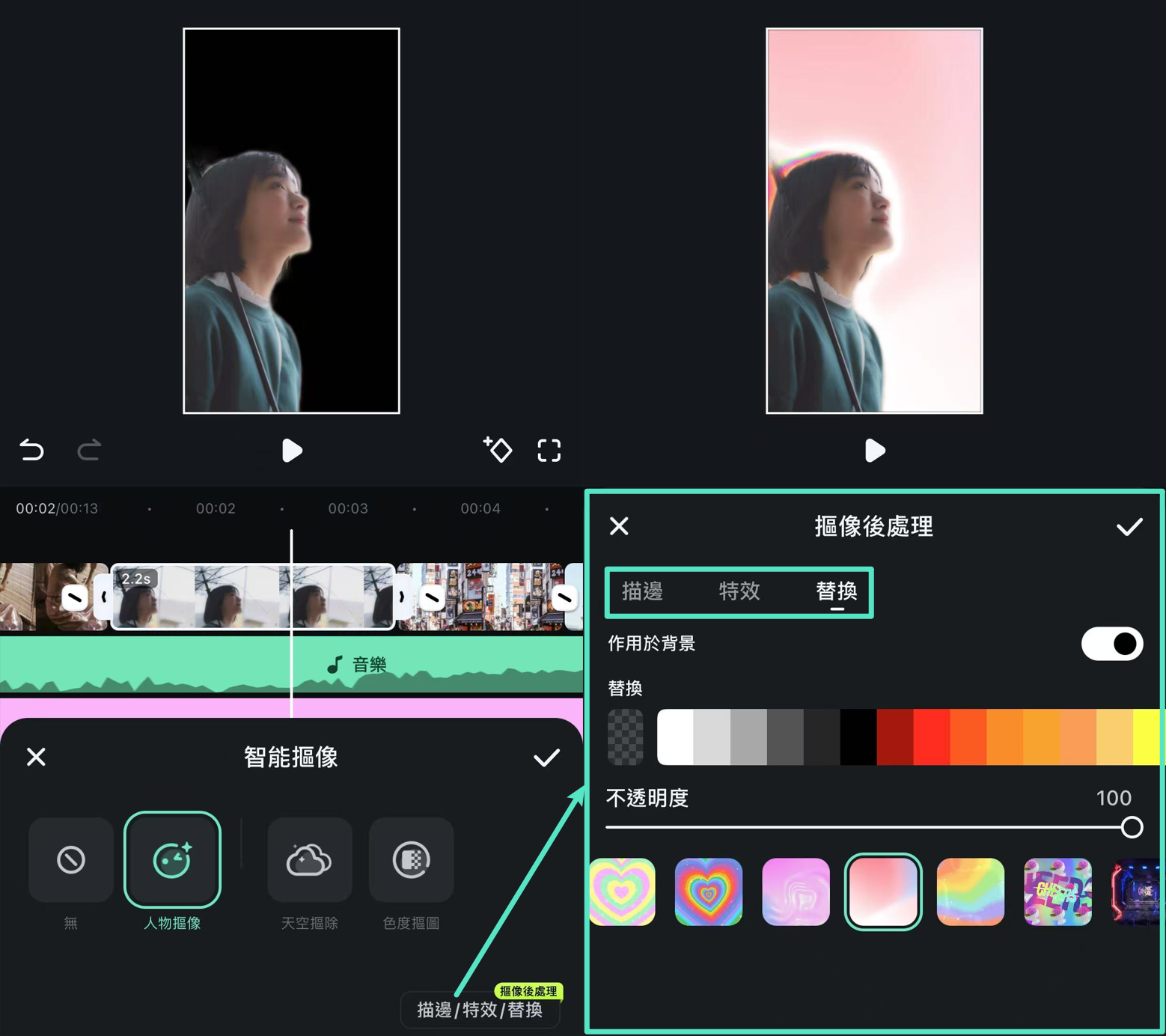 人像去背與特效合成