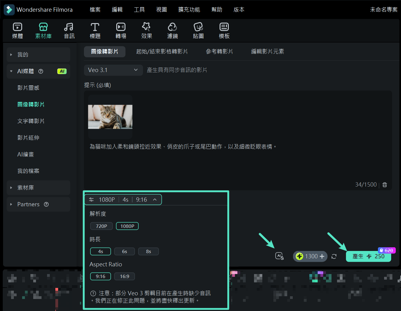 設定圖像轉影片輸出參數