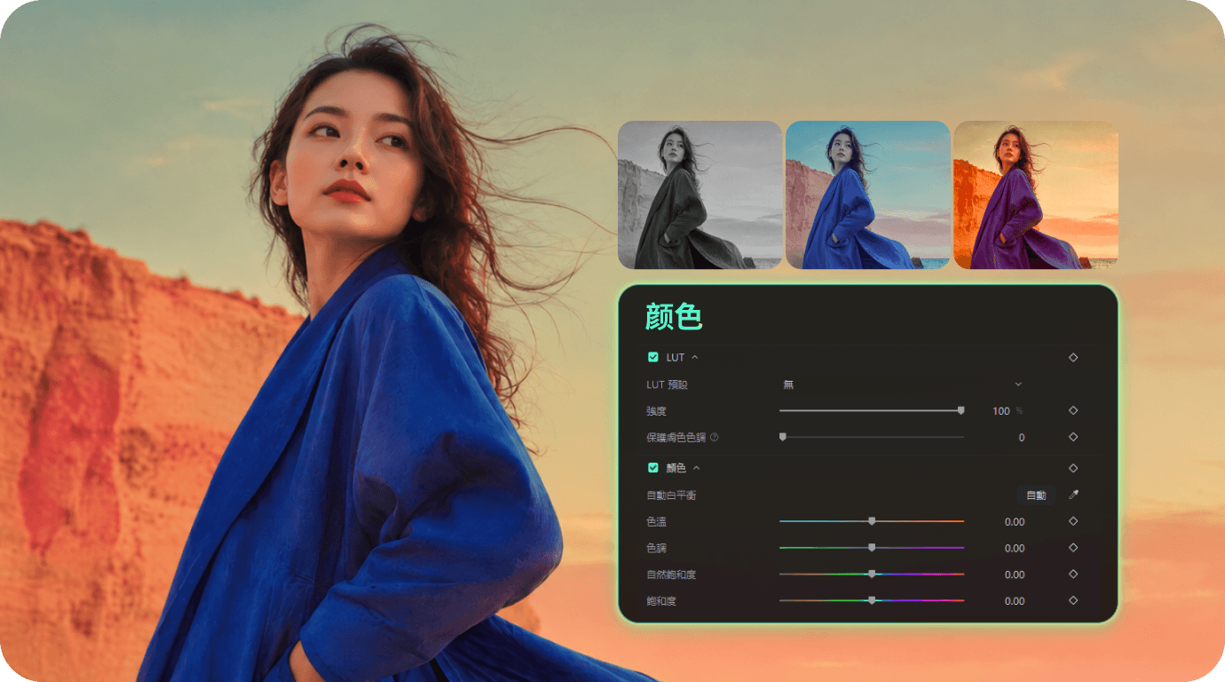 使用 Filmora 創意調色與 LUT 打造電影感影片風格